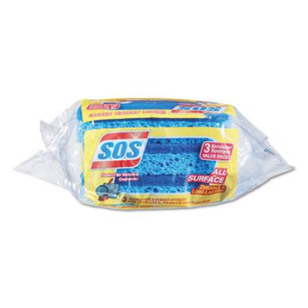 S.O.S. All Surface Scrubber Sponge, 2.5 x 4.5, 0.9" Thick, Dark Blue, 3/Pack, 8 Packs/Carton (91028CT)
