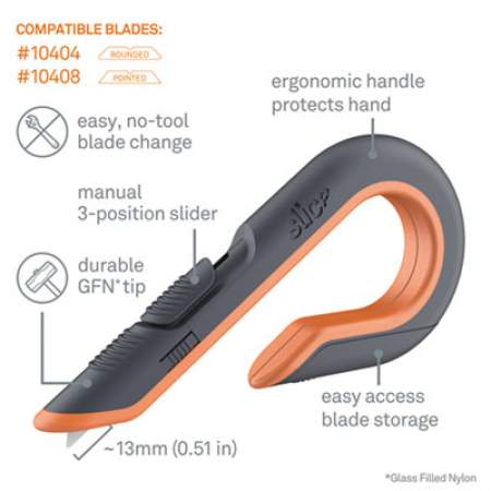 slice Box Cutters, Double Sided, Replaceable, Carbon Steel, Gray, Orange (10400)