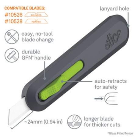 slice Utility Knives, Double Sided, Replaceable, Stainless Steel, Gray, Green (10554)