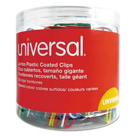 Universal Plastic-Coated Paper Clips, Jumbo, Assorted Colors, 250/Pack (95000)