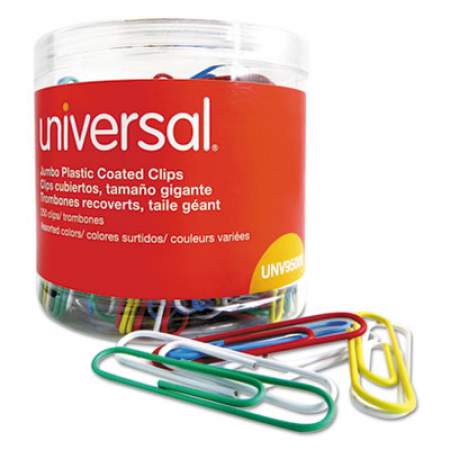 Universal Plastic-Coated Paper Clips, Jumbo, Assorted Colors, 250/Pack (95000)