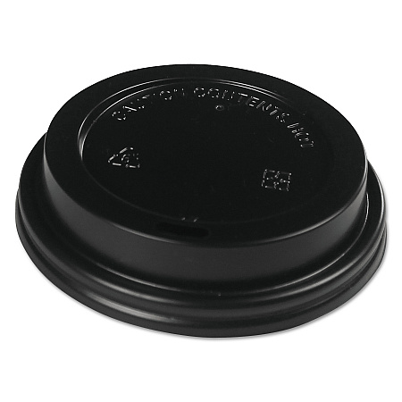 Hot Cup Lids, Fits 10 oz to 20 oz Hot Cup, Plastic, Black, 1,000/Carton (HOTBL1020)