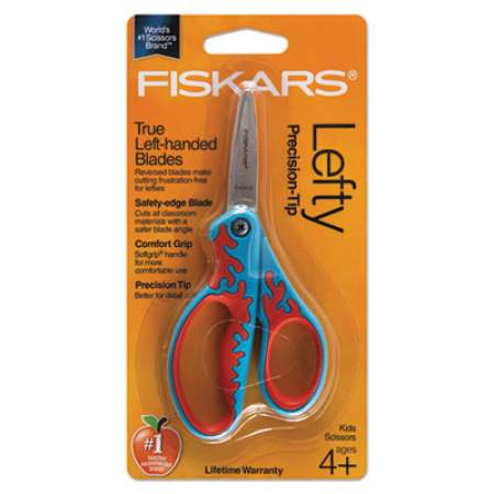 Fiskars Kids/Student Softgrip Scissors, Pointed Tip, 5" Long, 1.75" Cut Length, Assorted Straight Handles (94337097J)