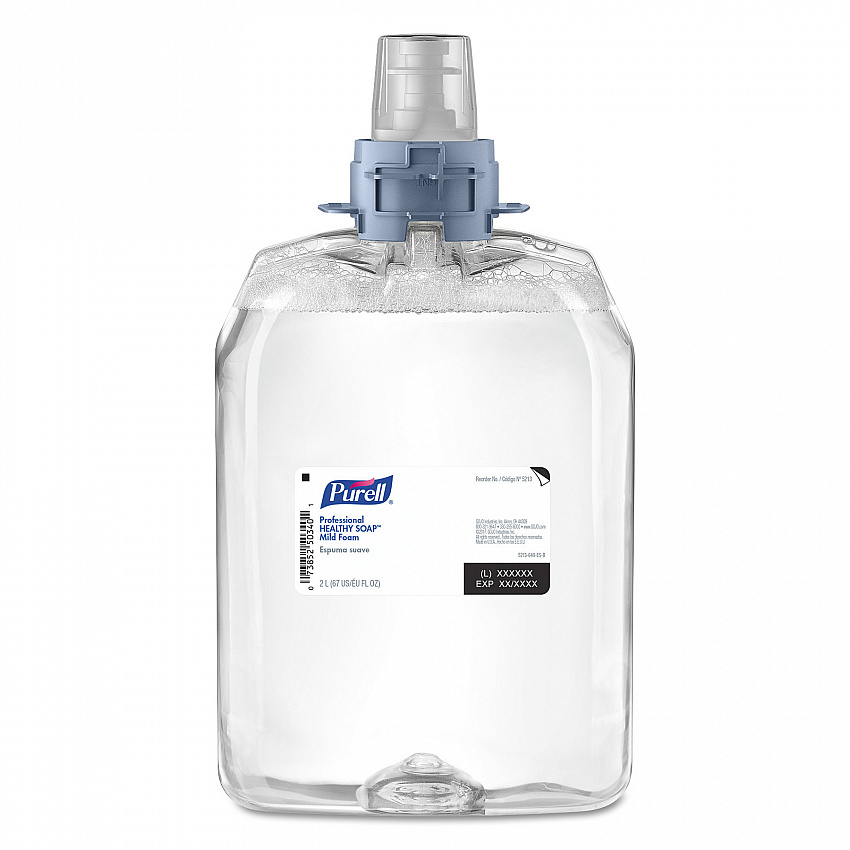 Professional HEALTHY SOAP Mild Foam, Refill for PURELL FMX-20 Manual Soap Dispenser, Fragrance-Free, 2,000 mL, 2/Carton (521302)