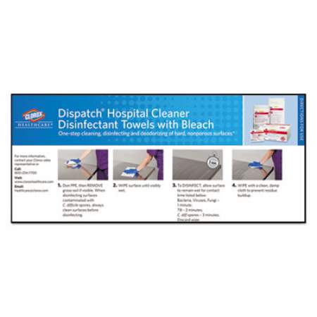 Clorox Healthcare Dispatch Cleaner Disinfectant Towels, 6 3/4 x 8, 150/Can, 8 Canisters/Carton (69150)