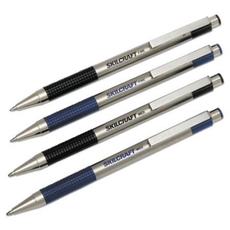 AbilityOne 7520016661050 SKILCRAFT Zebra Ballpoint Pen, Retractable, Fine 0.7 mm, Black Ink, Stainless Steel Barrel, 2/Pack