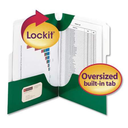 Smead SuperTab Lockit Two-Pocket Folder, 1/3-Cut 1st Pos Tab, Letter, Green, 5/Pack (87965)