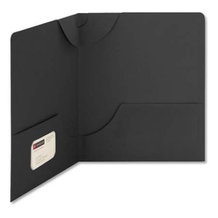 Smead Lockit Two-Pocket Folder, Textured Paper, 100-Sheet Capacity, 11 x 8.5, Black, 25/Box (87981)