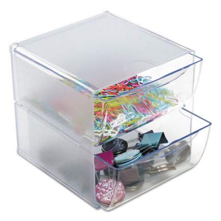 deflecto Stackable Cube Organizer, 2 Drawers, 6 x 7 1/8 x 6, Clear (350101)