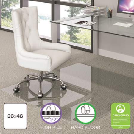 deflecto Premium Glass All Day Use Chair Mat - All Floor Types, 36 x 46, Rectangular, Clear (CMG70433646)