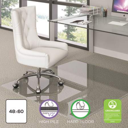 deflecto Premium Glass All Day Use Chair Mat - All Floor Types, 48 x 60, Rectangular, Clear (CMG70434860)