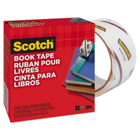 Scotch Book Tape, 3" Core, 2" x 15 yds, Clear (8452)