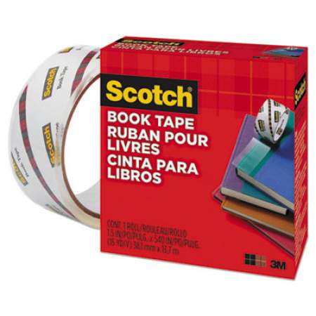 Scotch Book Tape, 3" Core, 1.5" x 15 yds, Clear (845112)