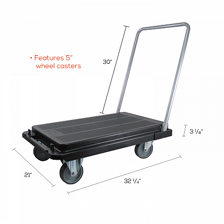 Heavy-Duty Platform Cart, 300 lb Capacity, 21 x 32.5 x 37.5, Black (CRT550004)