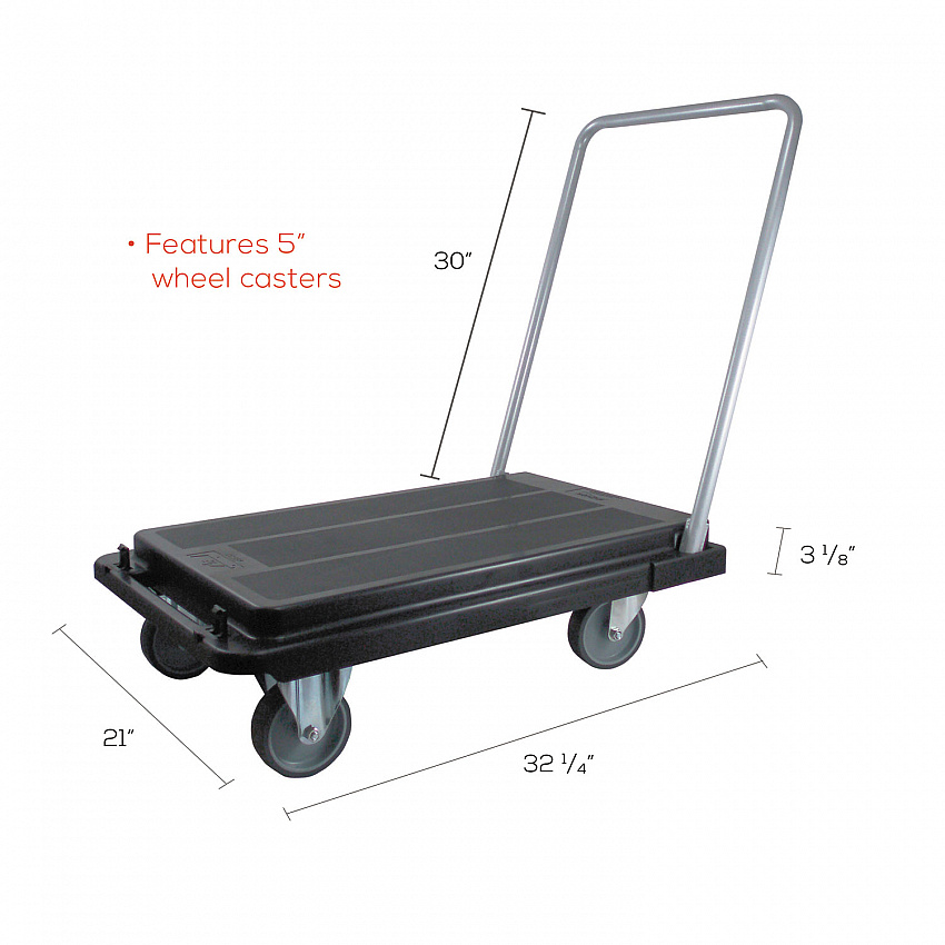Heavy-Duty Platform Cart, 300 lb Capacity, 21 x 32.5 x 37.5, Black (CRT550004)