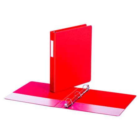 Universal Deluxe Non-View D-Ring Binder with Label Holder, 3 Rings, 1" Capacity, 11 x 8.5, Red (20763)