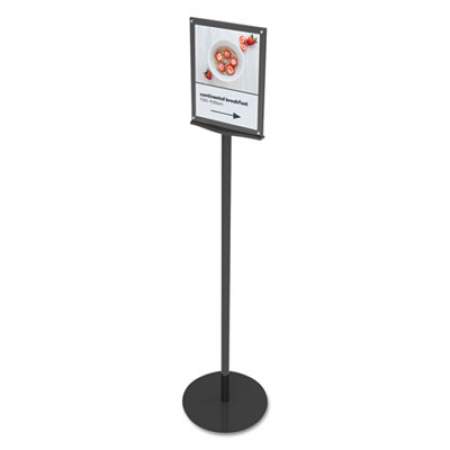 deflecto Double-Sided Magnetic Sign Display, 8 1/2 x 11 Insert, 56" Tall, Clear/Black (692056)