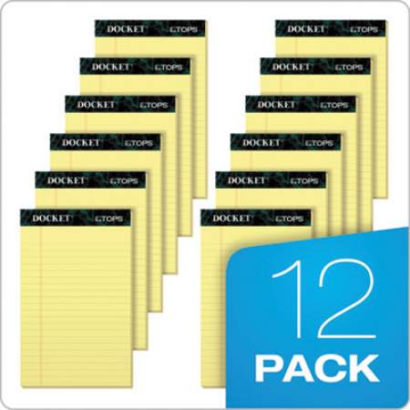 TOPS Docket Ruled Perforated Pads, Wide/Legal Rule, 50 Canary-Yellow 8.5 x 11.75 Sheets, 12/Pack (63400)