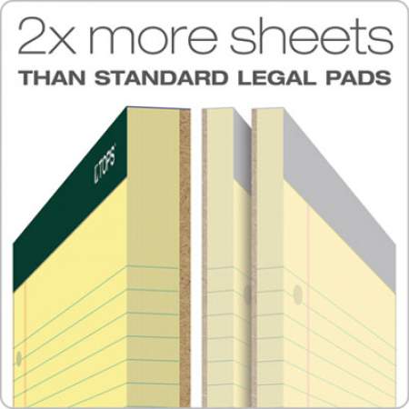 TOPS Double Docket Ruled Pads, Wide/Legal Rule, 100 Canary-Yellow 8.5 x 11.75 Sheets, 6/Pack (63387)