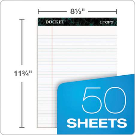 TOPS Docket Ruled Perforated Pads, Wide/Legal Rule, 50 White 8.5 x 11.75 Sheets, 12/Pack (63410)