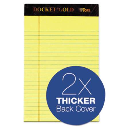 TOPS Docket Gold Ruled Perforated Pads, Narrow Rule, 50 Canary-Yellow 5 x 8 Sheets, 12/Pack (63900)