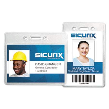 SICURIX Badge Holder, Horizontal, 2.13 x 3.38, Clear, 12/Pack (67810)