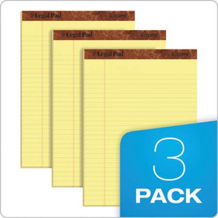 TOPS "The Legal Pad" Ruled Perforated Pads, Wide/Legal Rule, 50 Canary-Yellow 8.5 x 11 Sheets, 3/Pack (75327)
