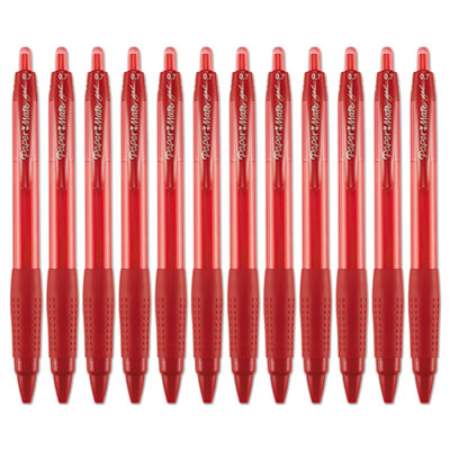 Paper Mate Gel Pen, Retractable, Medium 0.7 mm, Red Ink, Translucent Red Barrel, Dozen (1746326)