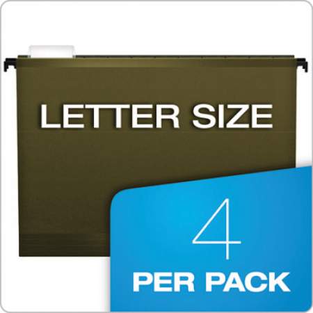 Pendaflex SureHook Hanging Pocket File, Letter Size, 1/5-Cut Tab, Standard Green, 4/Pack (09217)