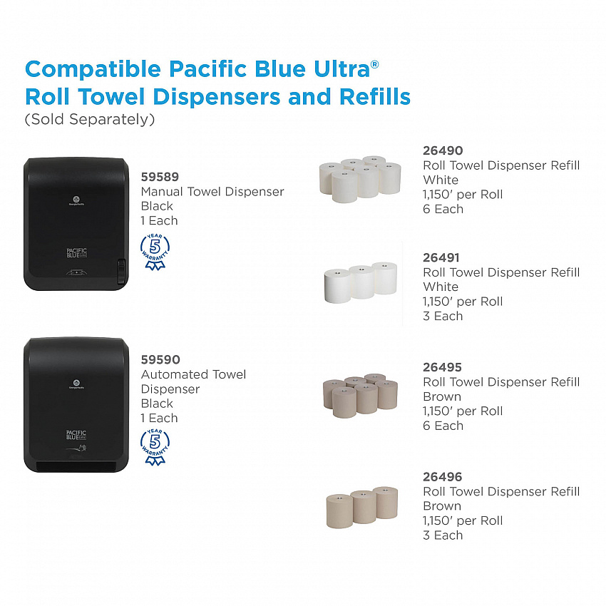 Pacific Blue Ultra Paper Towel Dispenser, Mechanical, 12.9 x 9 x 16.8, Black (59589)