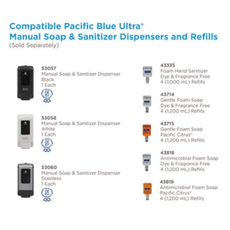 Georgia Pacific Professional Pacific Blue Ultra Foam Soap Manual Refill, Antimicrobial, Unscented, 1,200 mL, 4/Carton (43818)
