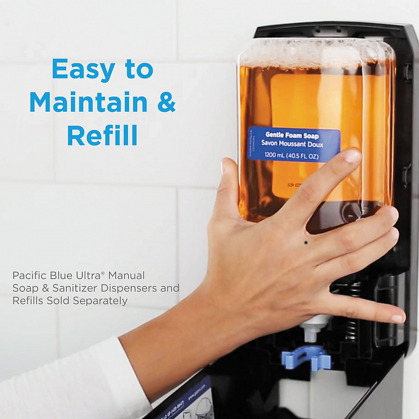Pacific Blue Ultra Soap/Sanitizer Dispenser, 1,200 mL, White (53058)
