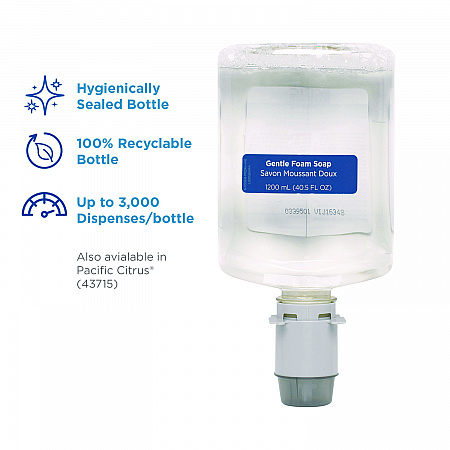Pacific Blue Ultra Foam Soap Manual Dispenser Refill, Fragrance-Free, 1,200 mL, 4/Carton (43714)