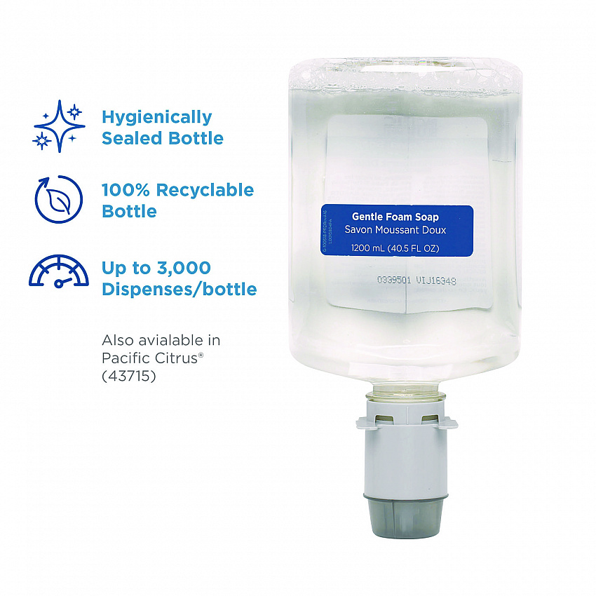Pacific Blue Ultra Foam Soap Manual Dispenser Refill, Fragrance-Free, 1,200 mL, 4/Carton (43714)