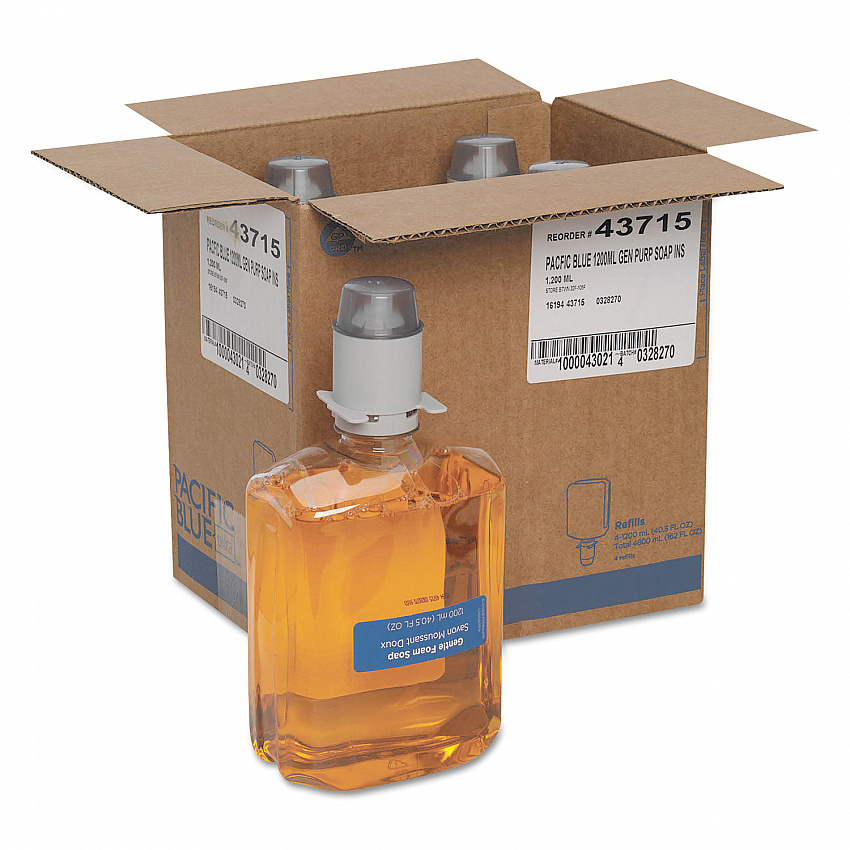 Pacific Blue Ultra Foam Soap Manual Dispenser Refill, Pacific Citrus Scent, 1,200 mL, 4/Carton (43715)