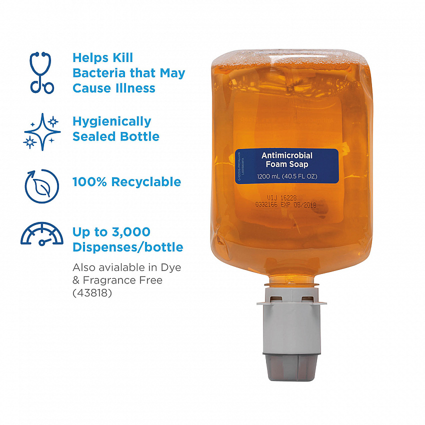 Pacific Blue Ultra Foam Soap Manual Dispenser Refill, Antimicrobial, Pacific Citrus Scent, 1,200 mL, 4/Carton (43819)