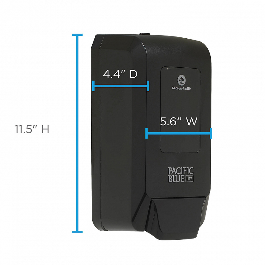 Pacific Blue Ultra Soap/Sanitizer Dispenser 1,200 mL, 5.6 x 4.4 x 11.5, Black (53057)