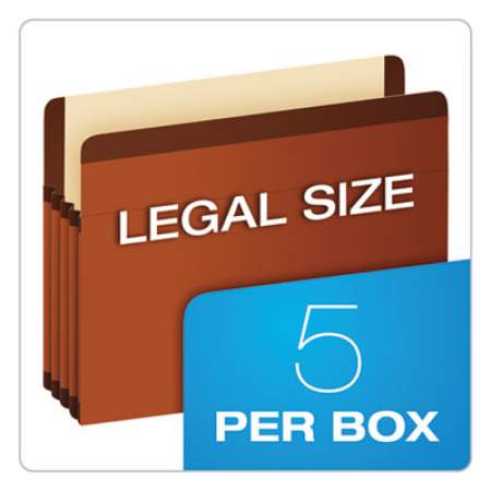 Pendaflex Premium Reinforced Expanding File Pockets, 5.25" Expansion, Letter Size, Red Fiber, 5/Box (85545)