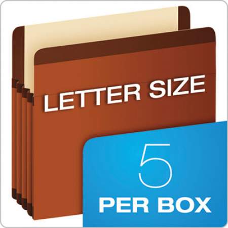 Pendaflex Premium Reinforced Expanding File Pockets, 5.25" Expansion, Legal Size, Red Fiber, 5/Box (85565)