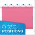 Pendaflex Ready-Tab Colored Reinforced Hanging Folders, Letter Size, 1/5-Cut Tab, Pink, 20/Box (90240)