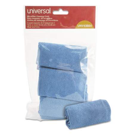 Universal Microfiber Cleaning Cloth, 12 x 12, Blue, 3/Pack (43664)
