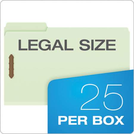 Pendaflex Heavy-Duty Pressboard Folders w/ Embossed Fasteners, Legal Size, Green, 25/Box (17186)