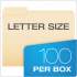 Pendaflex CutLess/WaterShed File Folders, 1/3-Cut Tabs, Letter Size, Manila, 100/Box (48430)