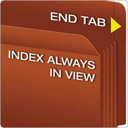 Pendaflex Heavy-Duty End Tab File Pockets, 3.5" Expansion, Letter Size, Red Fiber, 10/Box (95343)