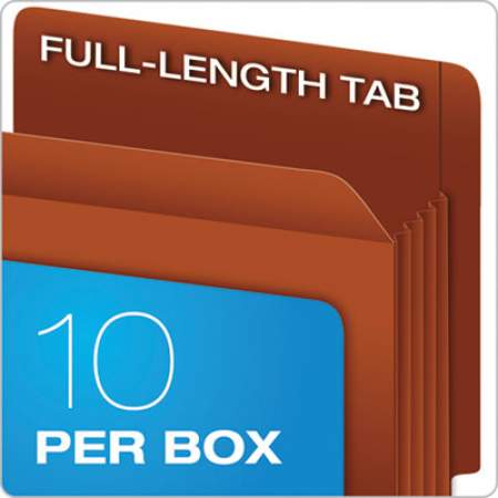 Pendaflex Heavy-Duty End Tab File Pockets, 3.5" Expansion, Legal Size, Red Fiber, 10/Box (95545)