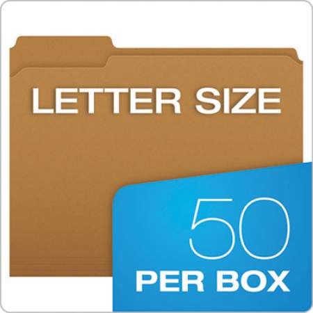 Pendaflex Kraft Folders with One Fastener, 1/3-Cut Tabs, Letter Size, Kraft, 50/Box (FK211)