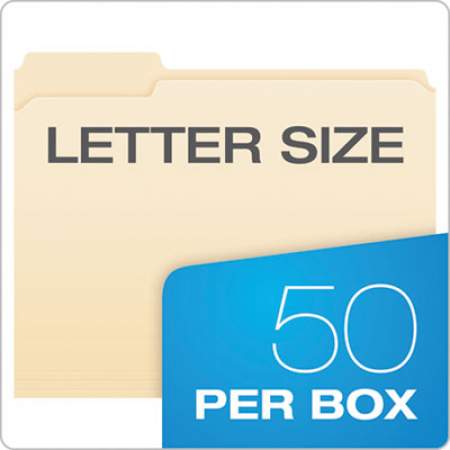 Pendaflex Manila Folders with One Fastener, 1/3-Cut Tabs, Letter Size, 50/Box (FM210)