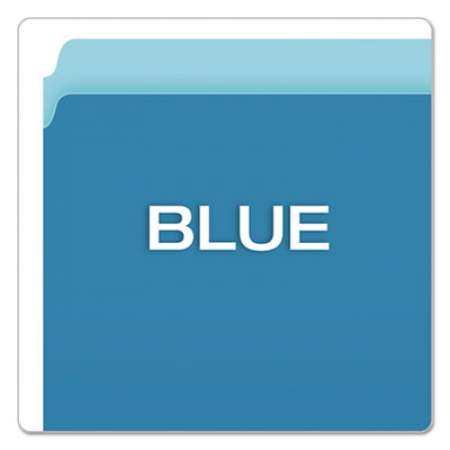 Pendaflex COLORED FILE FOLDERS, STRAIGHT TAB, LETTER SIZE, BLUE/LIGHT BLUE, 100/BOX (152 BLU)