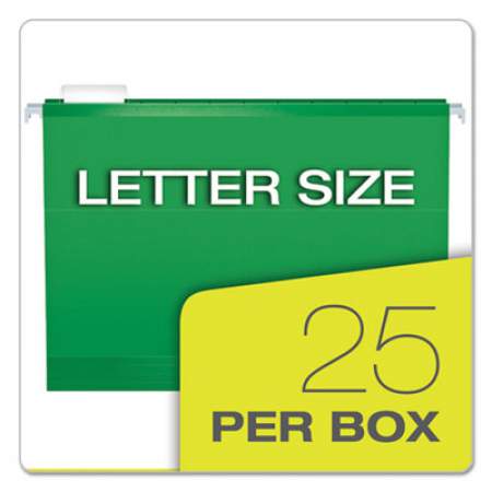 Pendaflex Colored Reinforced Hanging Folders, Letter Size, 1/5-Cut Tab, Bright Green, 25/Box (415215BGR)