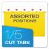 Pendaflex Colored Reinforced Hanging Folders, Legal Size, 1/5-Cut Tab, Yellow, 25/Box (415315YEL)